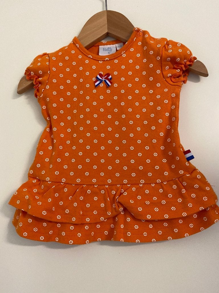 Jurk oranje met NL vlag 68, Kinderen en Baby's, Babykleding | Maat 68, Meisje, Jurkje of Rokje, Nieuw, Ophalen of Verzenden