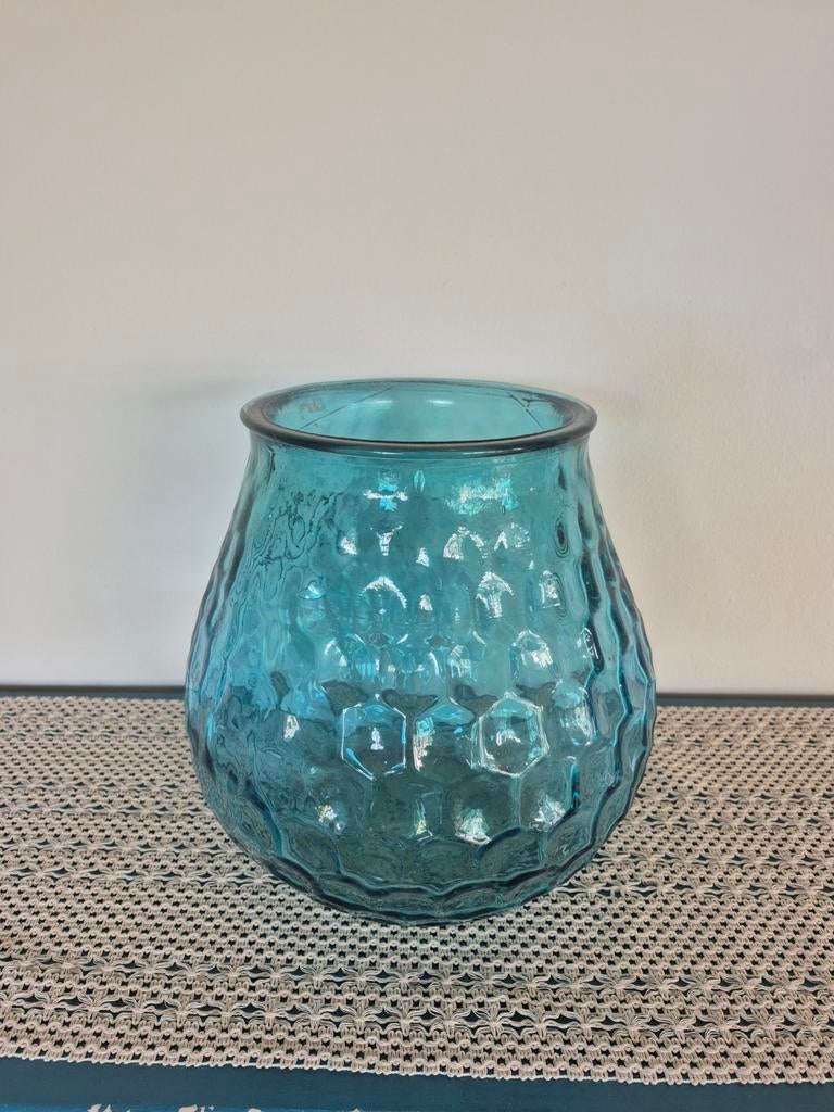 Grote blauwe vaas, Huis en Inrichting, Woonaccessoires | Vazen, Ophalen, Zo goed als nieuw, Blauw, Glas