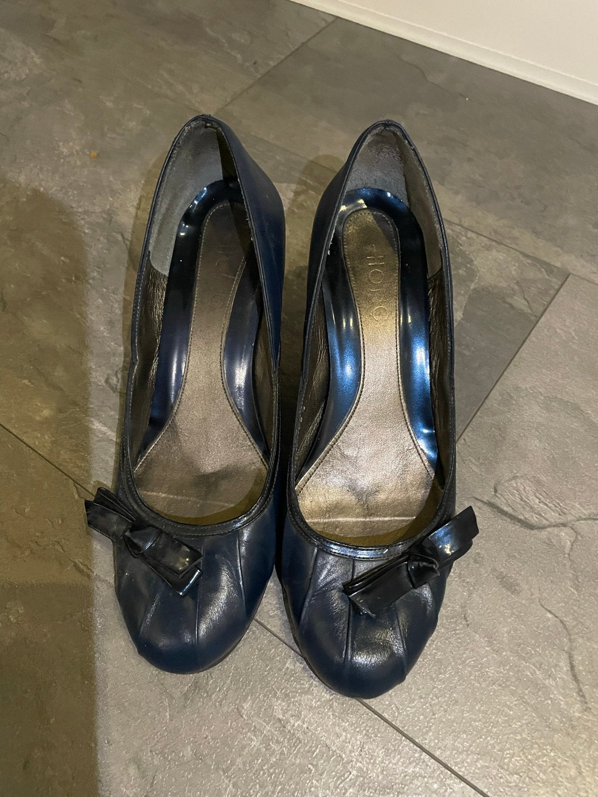 Donkerblauwe pumps met strik - Maat 37, Ophalen, Gedragen, Blauw, Pumps