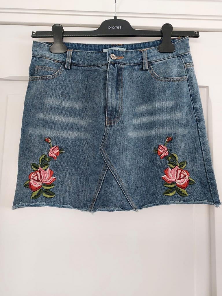 Zgan superleuke jeans rok Ivivi mt M, Ophalen of Verzenden, Zo goed als nieuw, Blauw, Boven de knie
