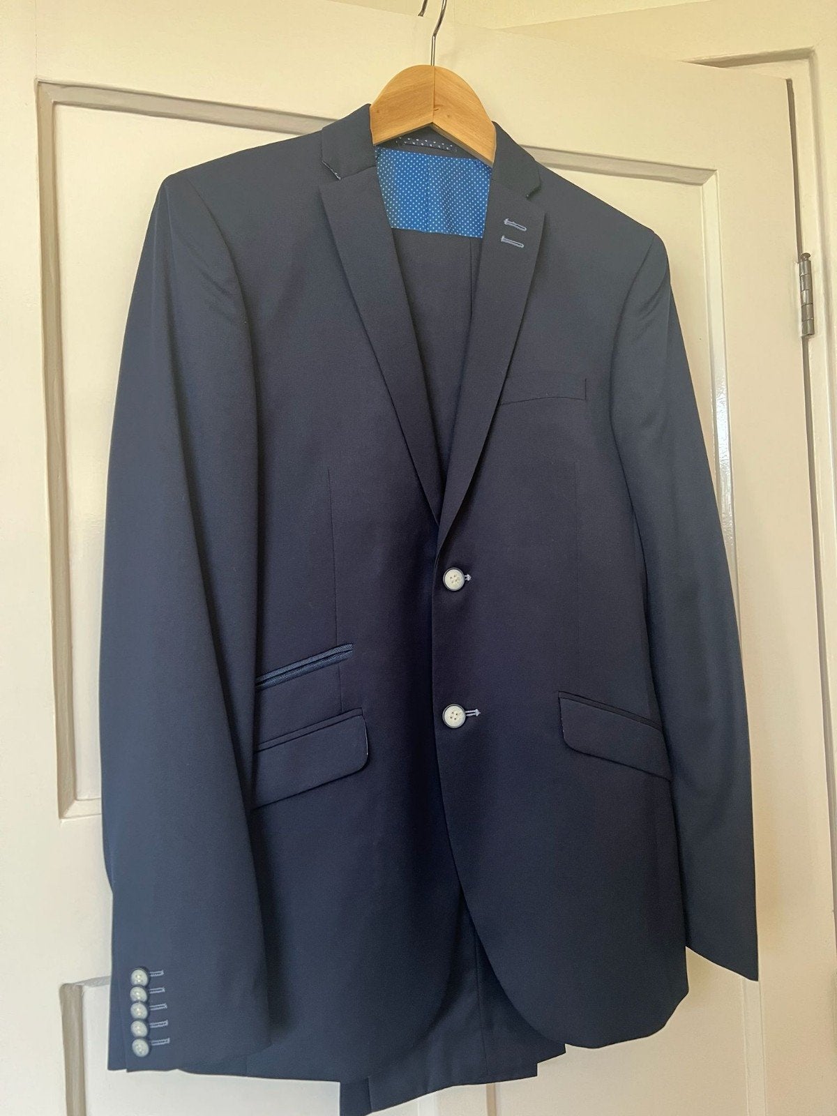 Kostuum pak heren blauw NILS pakmaat 94, Ophalen of Verzenden, Zo goed als nieuw, Blauw