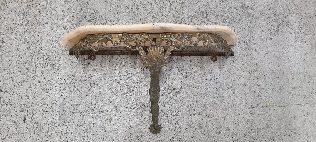 Antieke Console Tafel met Marmeren Blad, Ophalen of Verzenden