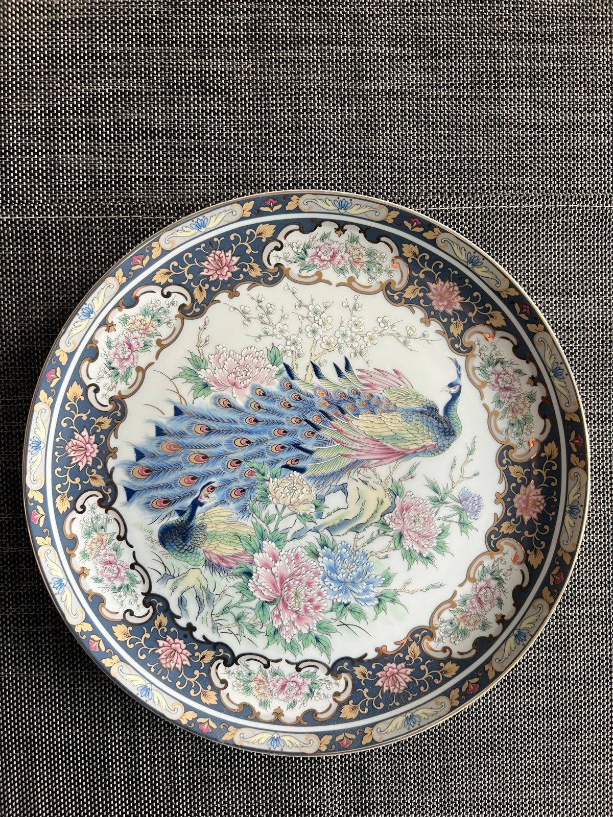 Decoratieve schotel met pauwen en bloemen, 26,5 cm, Ophalen of Verzenden