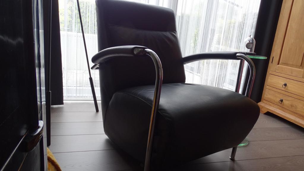 Leolux Scylla Leren fauteuil hoog model, leer, Ophalen, Gebruikt, 75 tot 100 cm, Leer