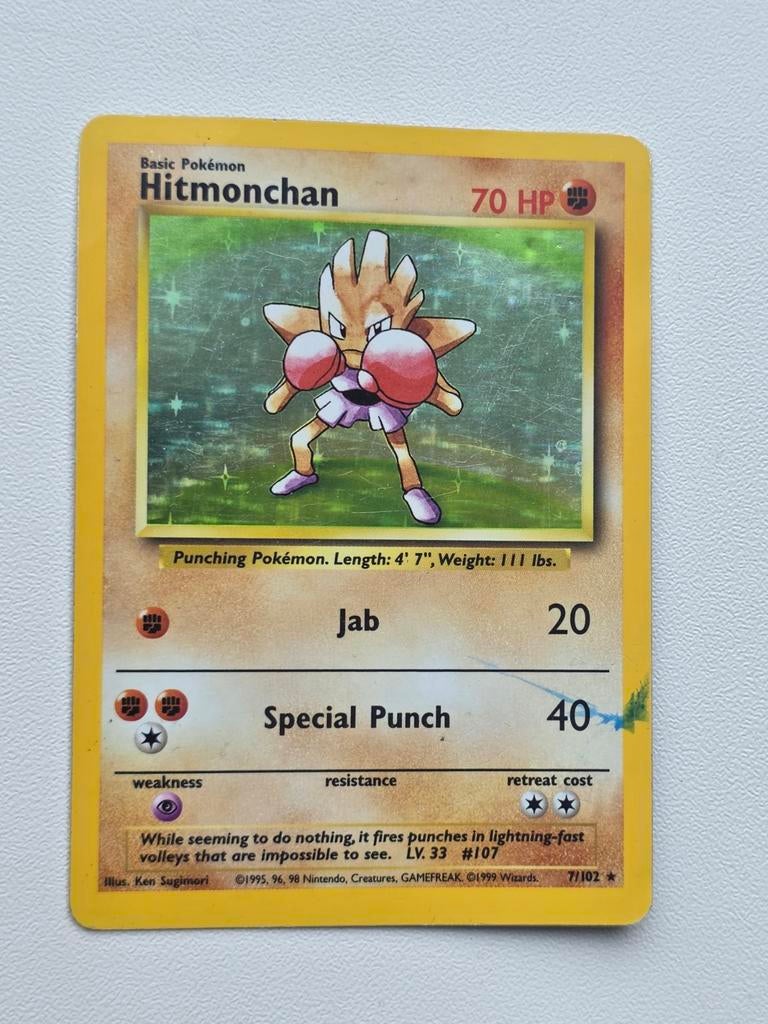 Hitmonchan 7/102 (baseset), Verzenden, Gebruikt, Losse kaart, Foil