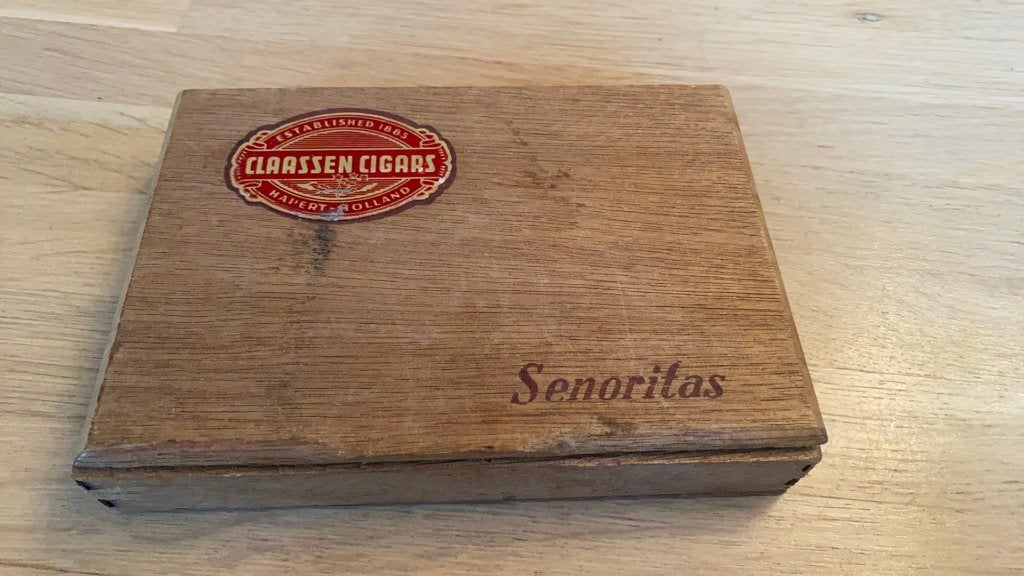 Claassen Cigars Senoritas houten sigarendoos uit Hapert, Ophalen of Verzenden, Gebruikt, Tabaksdoos of Verpakking