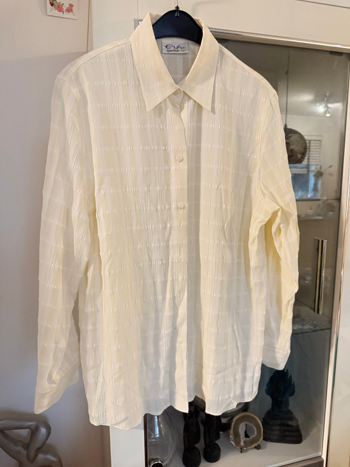 Crèmekleurige Blouse met Structuur - Maat 40 Erfo, Ophalen of Verzenden, Zo goed als nieuw, Maat 42/44 (L), Beige