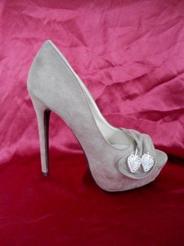 Suede stiletto's off toe met plateauzool mt. 36, Kleding | Dames, Ophalen, Pumps, Bruin, Nieuw