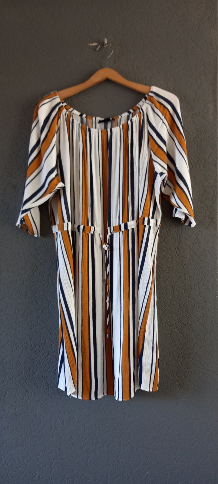 Zizzi gestreepte tuniek maat L wit, bruin en blauw, Zizzi, Maat 42/44 (L), Zo goed als nieuw, Onder de knie