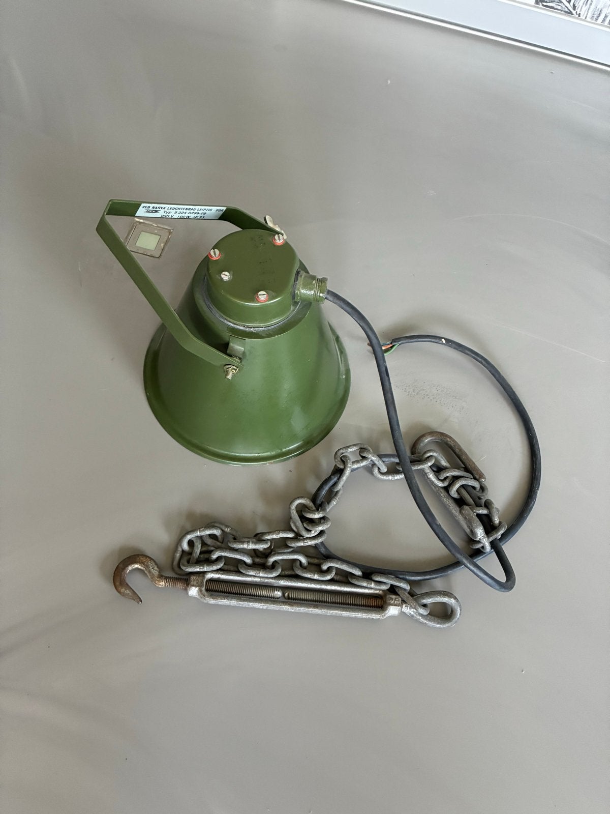 Vintage Narva Leuchten DDR industriële lamp, Antiek en Kunst, Ophalen of Verzenden