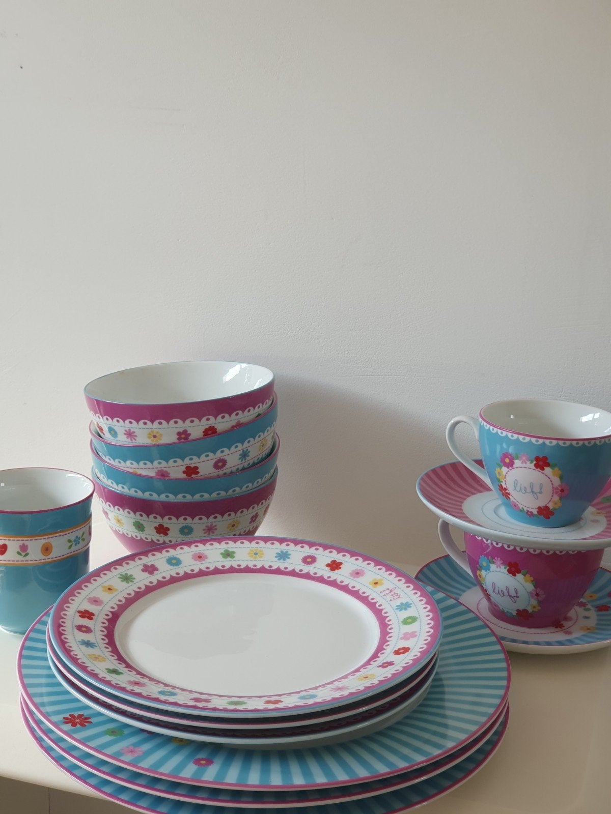 LIEF 18 STUKS, 6 DINER 3 Ontbijtborden etc. Nieuw, Ophalen of Verzenden