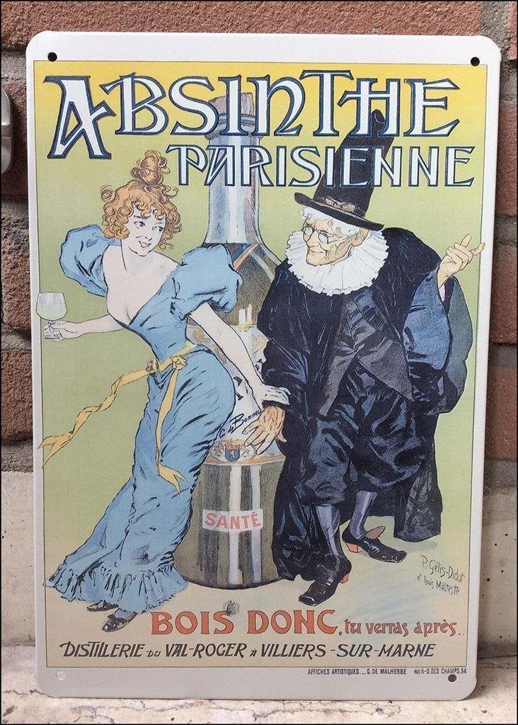 Retro ABSINT Reclamebord jugendstil Absinthe poster, Verzenden, Nieuw, Reclamebord
