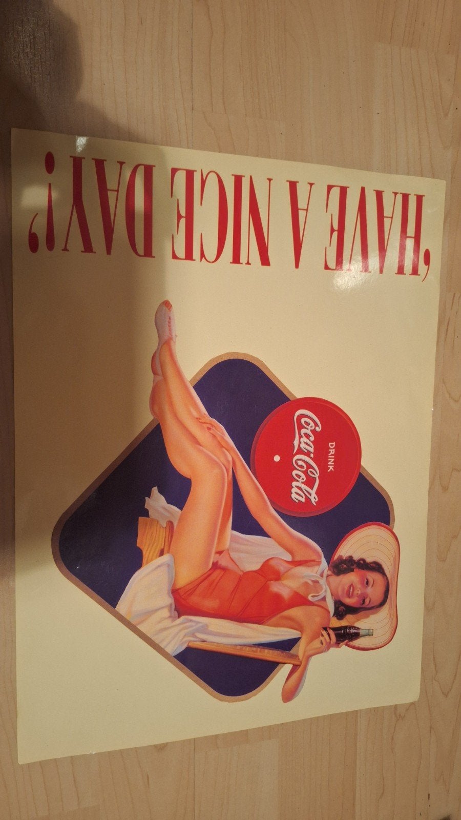 Vintage Coca-Cola poster 'Have a Nice Day', Ophalen, A1 t/m A3, Reclame, Rechthoekig Staand