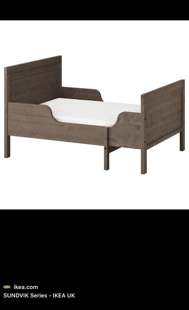 IKEA meegroeibed met lattenbodem en matras,goede staat, Ophalen, Verstelbaar, Eenpersoons, Bruin