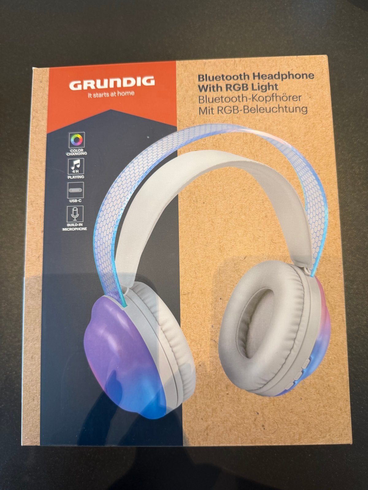 Grundig Bluetooth Koptelefoon met RGB Licht - Nieuw, Audio, Tv en Foto, Overige merken, Meerkleurig, Bluetooth, Nieuw