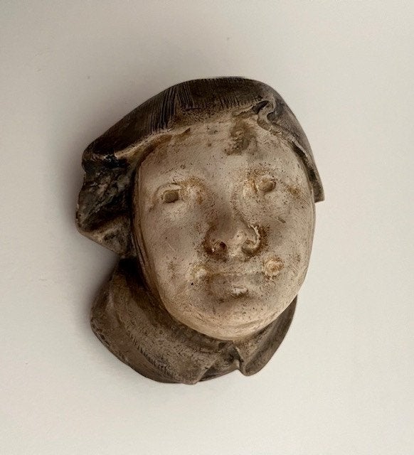 Antieke muurkandelaar (“buste” van een Franse monnik), Antiek en Kunst, Curiosa en Brocante, Ophalen of Verzenden