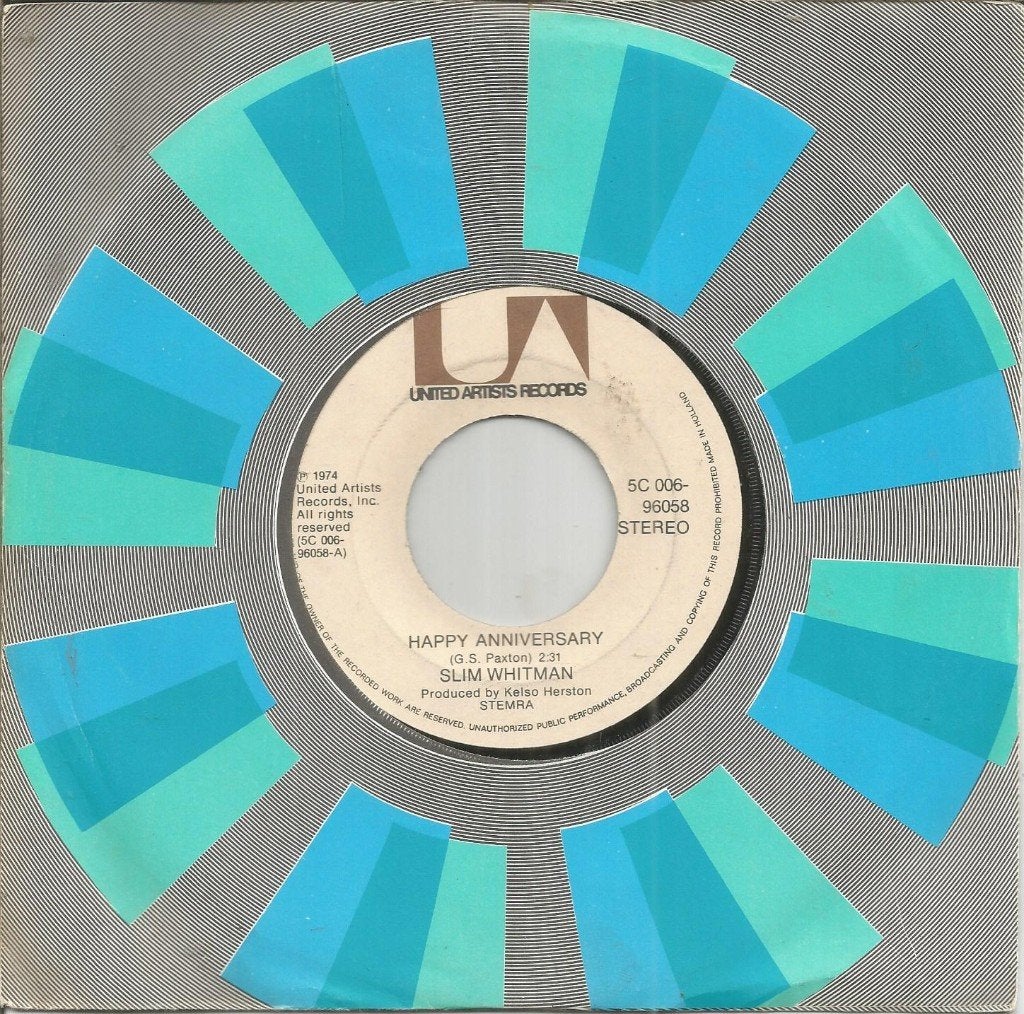 Slim Whitman – Happy Anniversary (1974), Gebruikt, 7 inch, Ophalen of Verzenden, Beschermende buitenhoes