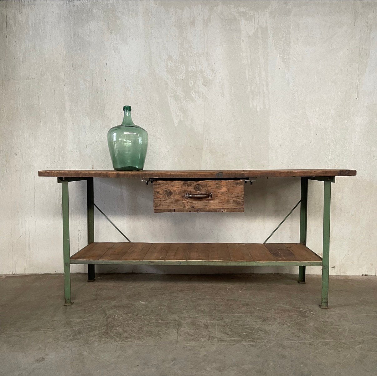 Oude werkbank, vintage dressoir, industriële toonbank, kast, Ophalen
