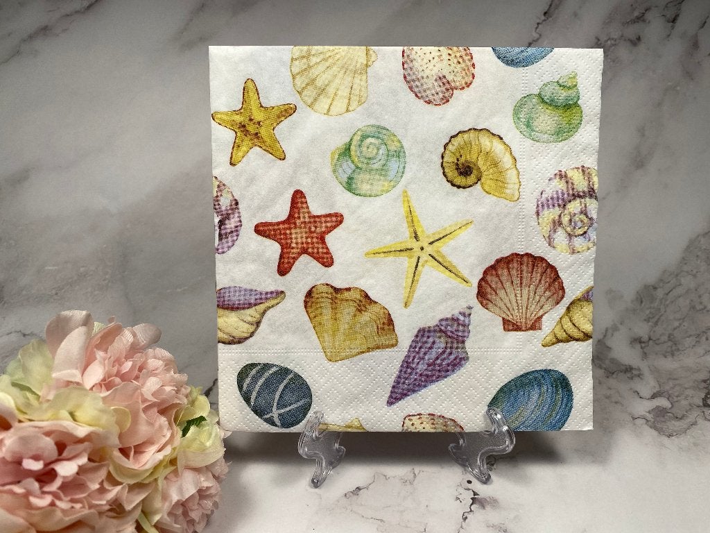 Paper design knutsel servetten schelpen decoupage nr 588, Ophalen of Verzenden, Nieuw, Knutselmateriaal