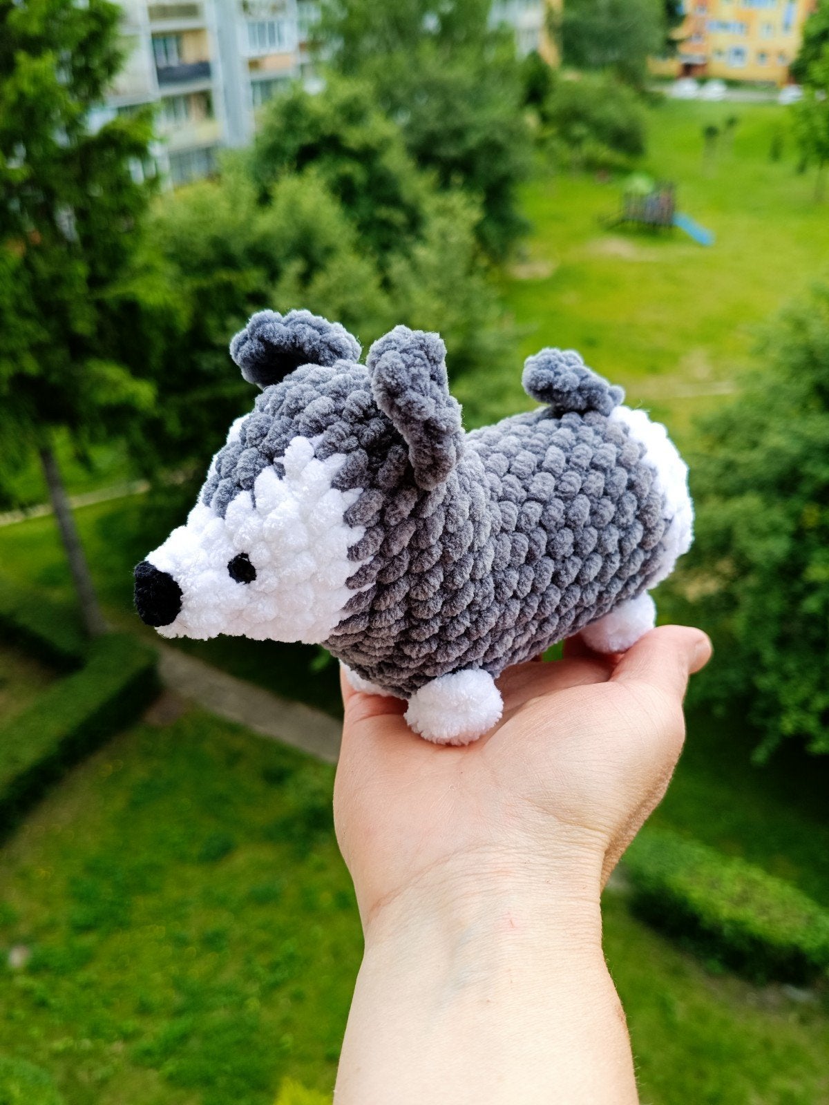 Gehaakte Pluchen Husky – Handgemaakte Amigurumi Knuffel, Ophalen of Verzenden, Nieuw, Hond
