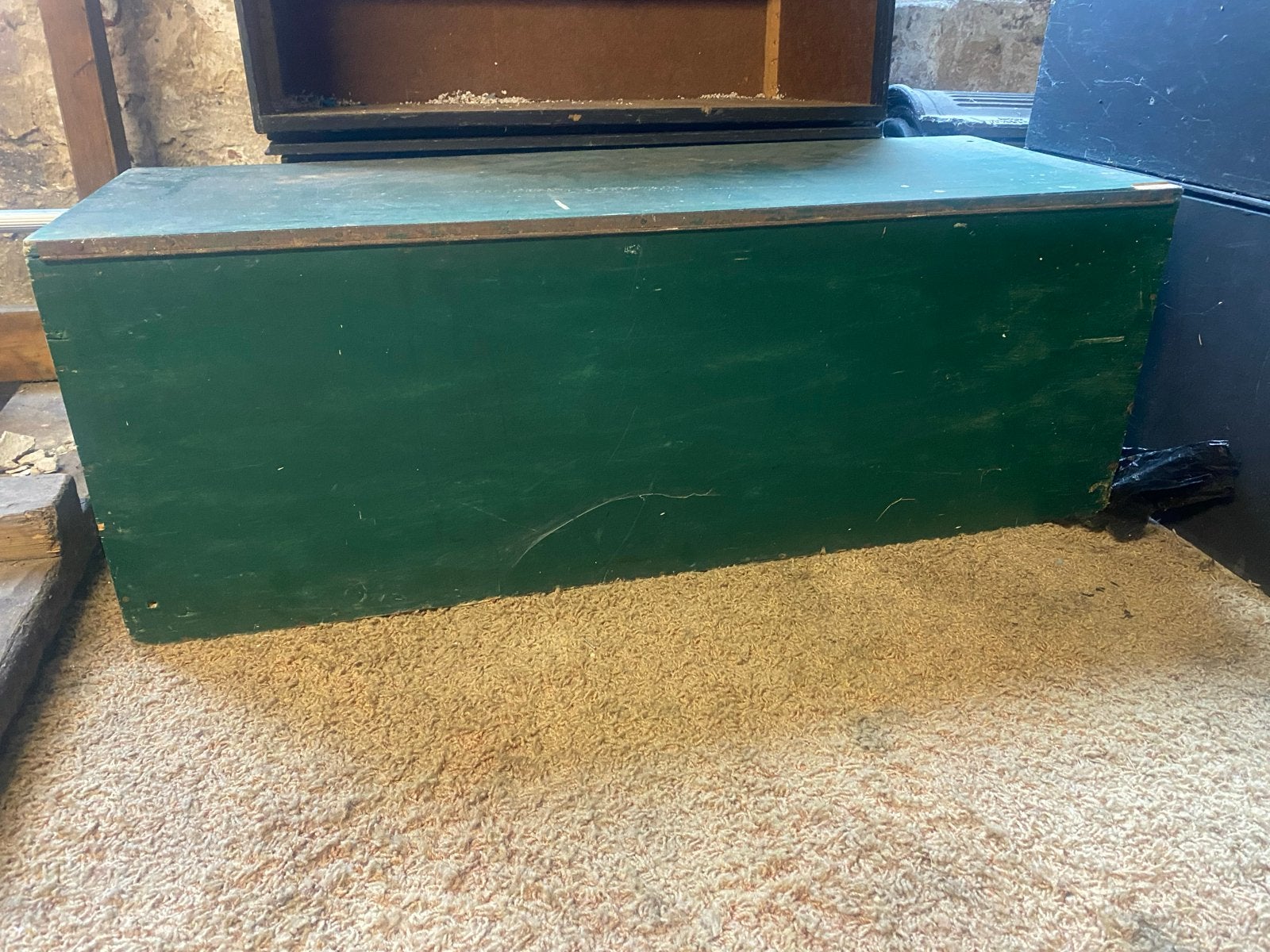 Robuuste groene houten opbergkist - 98x37x37 cm, Ophalen, Gebruikt, Minder dan 50 cm, 75 tot 100 cm