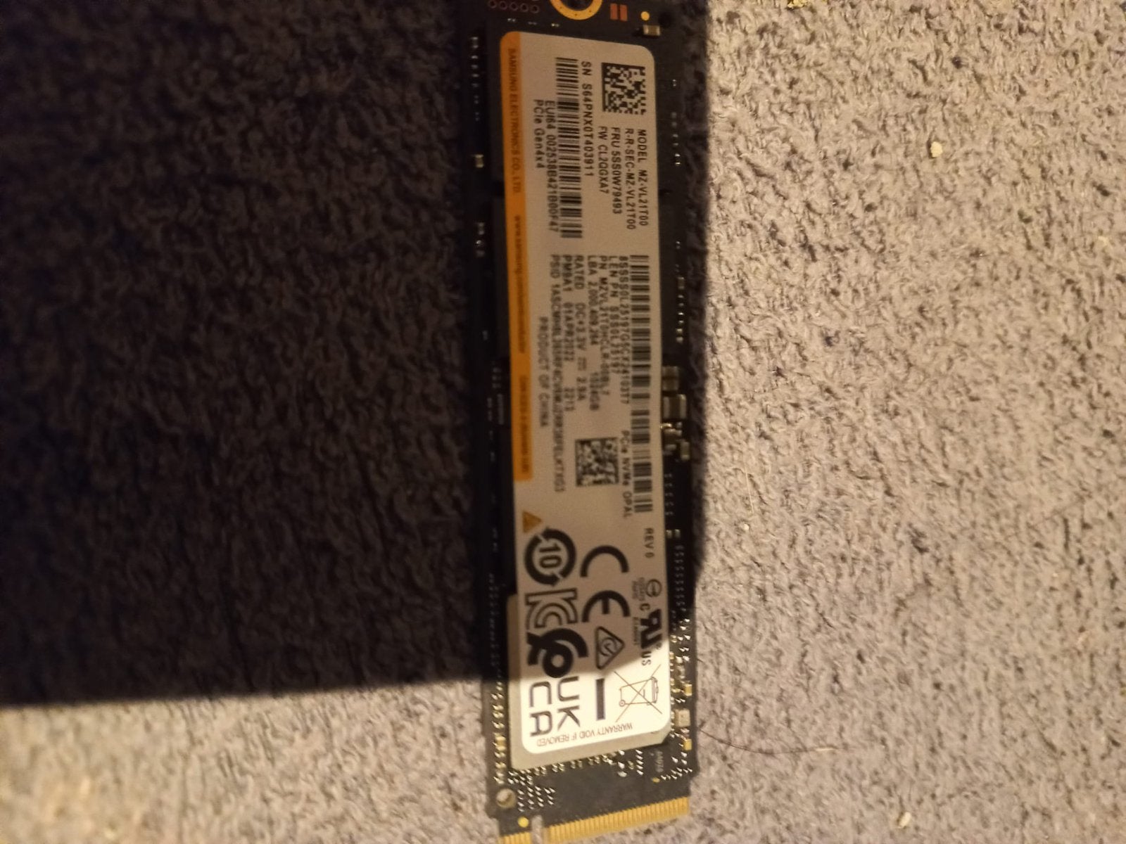 Samsung 1tb ssd nvme, Computers en Software, Intern, Gebruikt, Ophalen of Verzenden, Overige aansluitingen