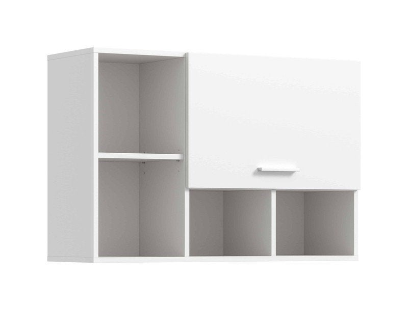 Witte wandkast met open vakken en deurtje, Ophalen of Verzenden, Nieuw