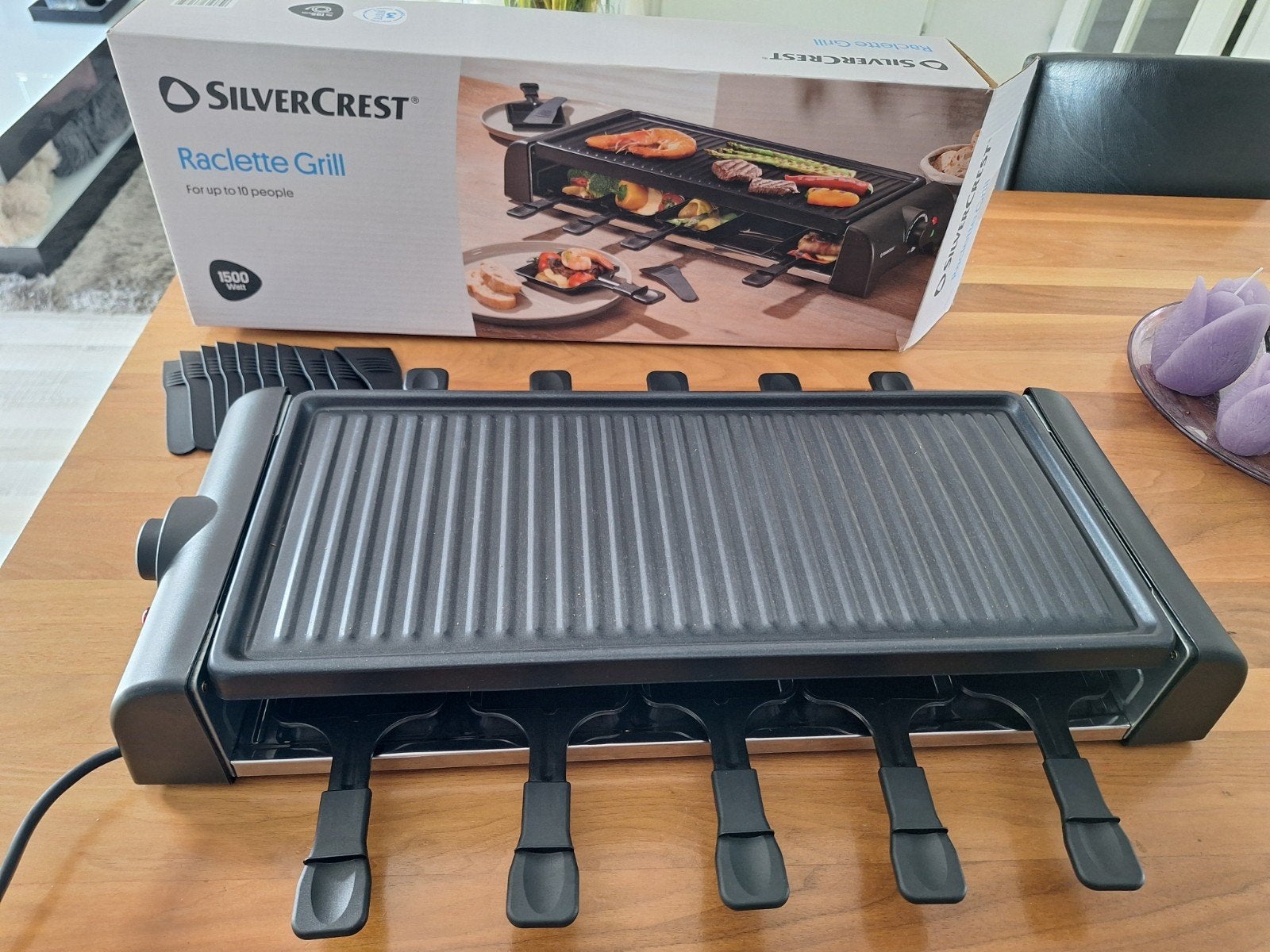 Silvercrest Gourmetstel Raclette grillplaat 10 personen, Ophalen of Verzenden, Zo goed als nieuw, 8 personen of meer