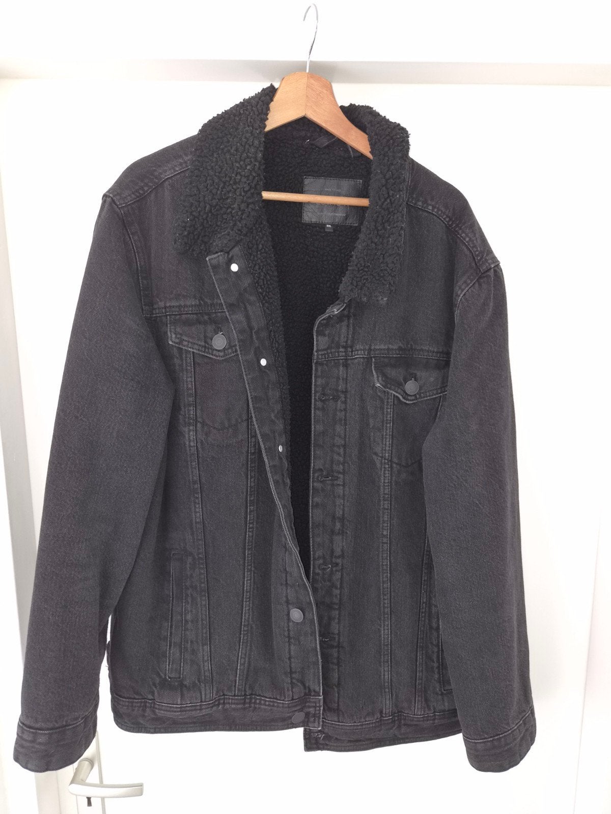Gevoerde spijkerjas met zwart bont, maat XXL, Kleding | Heren, Ophalen of Verzenden, Gedragen, Overige maten, Zwart