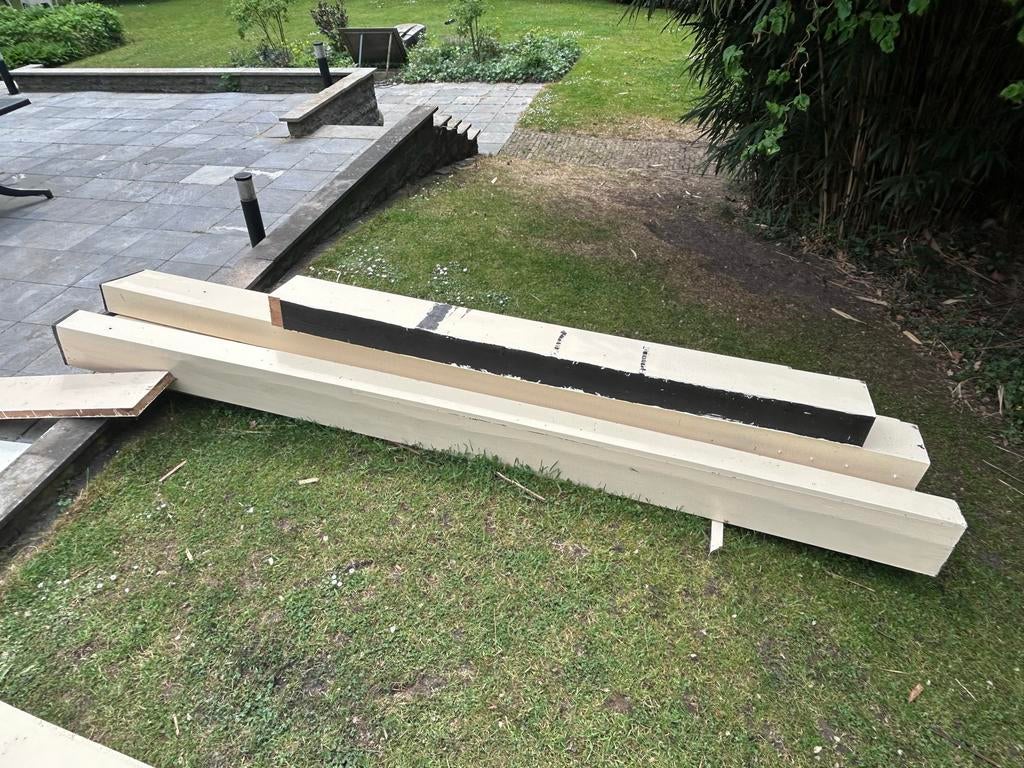 Dikke massieve vuren balken - 3x 3m, 2x 2m, Ophalen, Gebruikt, Balk, Vuren