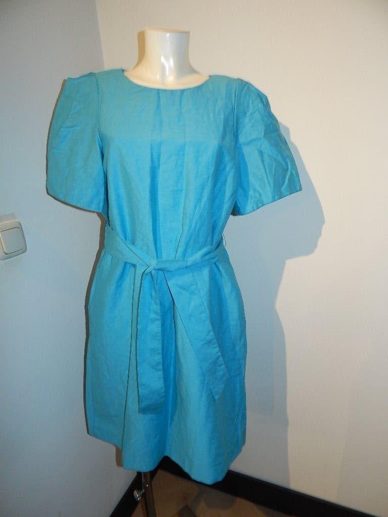 Max Mara weekend azuur turquoise deels linnen jurk d40