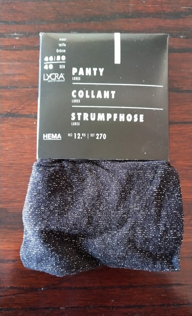 Glitterpanty Lurex Panty, Zwart/Zilver, Maat 46/50, Maat 48/52 (XL), Nieuw, Ophalen of Verzenden, Panty
