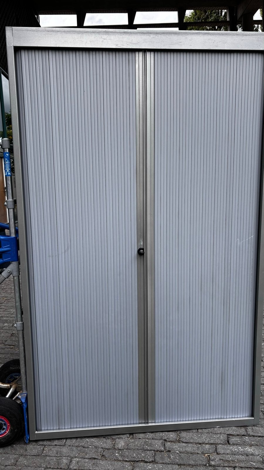 Metalen Archiefkast met Slot - Grijs Roldeurkast, Ophalen, Gebruikt, 50 tot 100 cm, Metaal