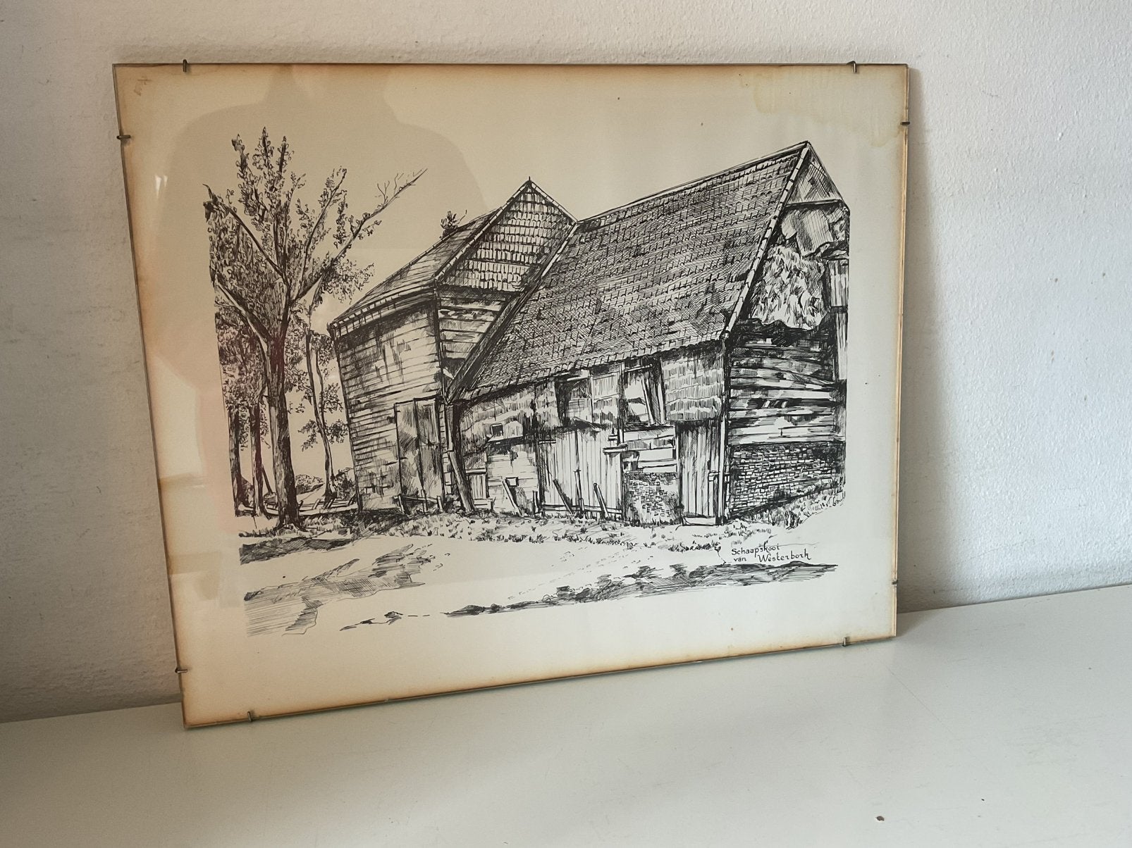 Tekening van Schaapskooi in Westerbork, Ophalen of Verzenden, Tekening