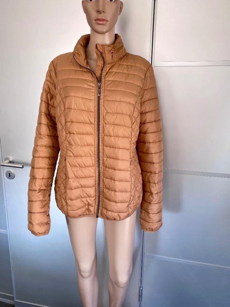 J158 puffer maat 40=M gewatteerde jas tussenjas bruin/beige, Ophalen of Verzenden, Zo goed als nieuw, Maat 38/40 (M), Beige