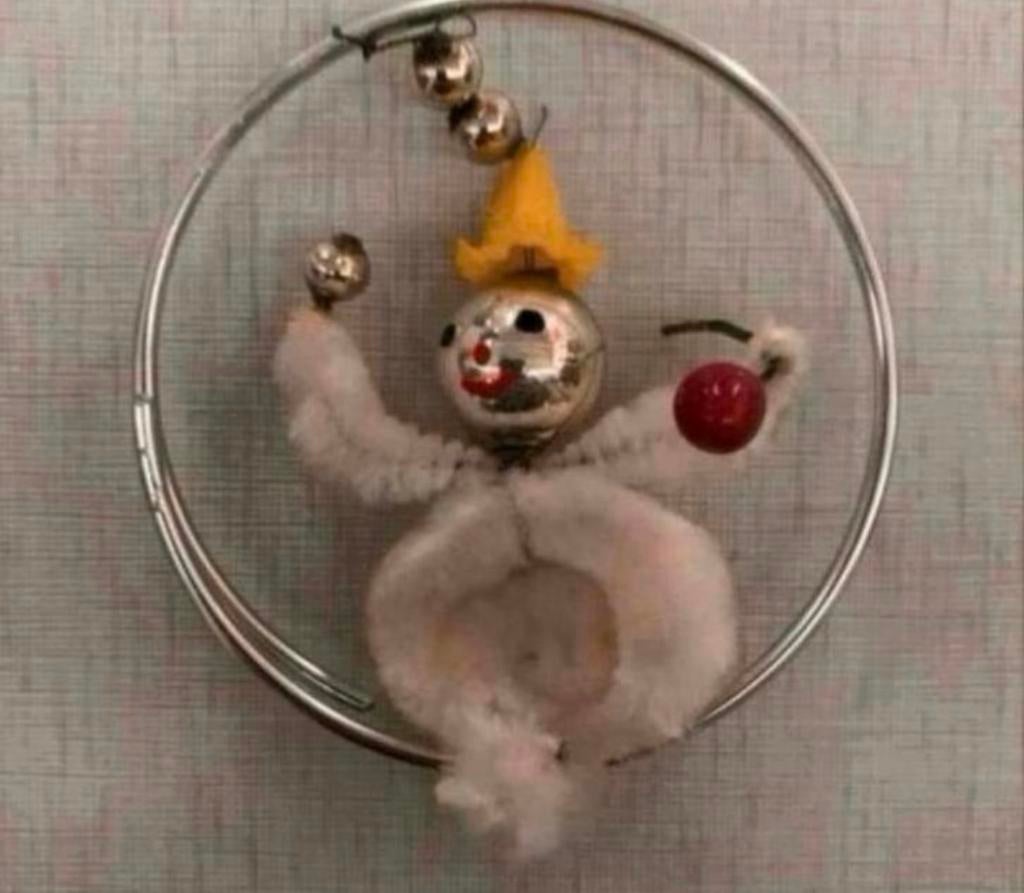 Kerstbal mooie antieke gablonzer clown kerstbal, Ophalen of Verzenden