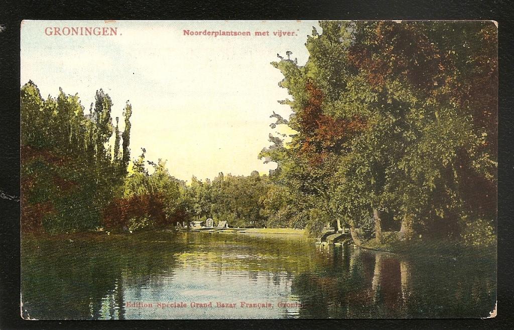 Groningen, Noorderplantsoen met vijver, Ophalen of Verzenden, 1920 tot 1940, Ongelopen, Groningen