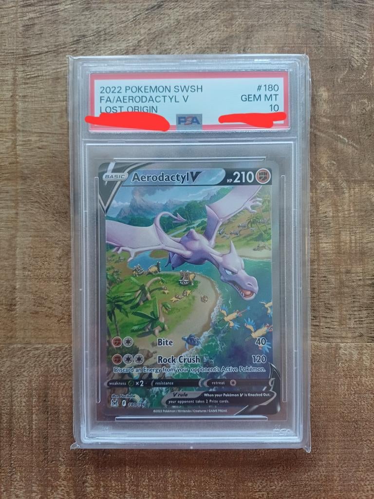 PSA 10 Aerodactyl V (Full Art) - Lost Origin - Zeldzaam!, Ophalen of Verzenden