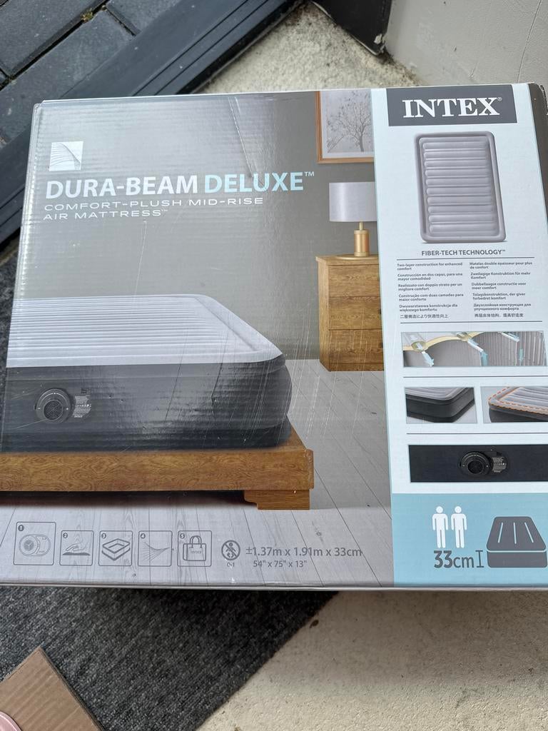 Intex Dura-Beam Deluxe Comfort-Plush Mid-Rise Luchtbed, Ophalen of Verzenden, Overige maten, Matras, Nieuw