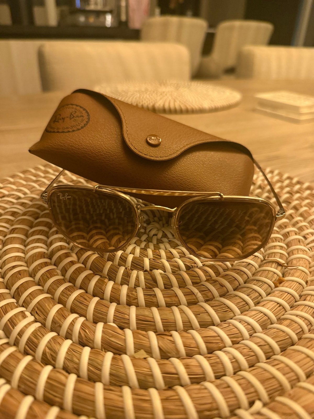 Ray-Ban Zonnebril Goudkleurig met Bruine Glazen, Zonnebril, Bruin, Ophalen of Verzenden, Zo goed als nieuw