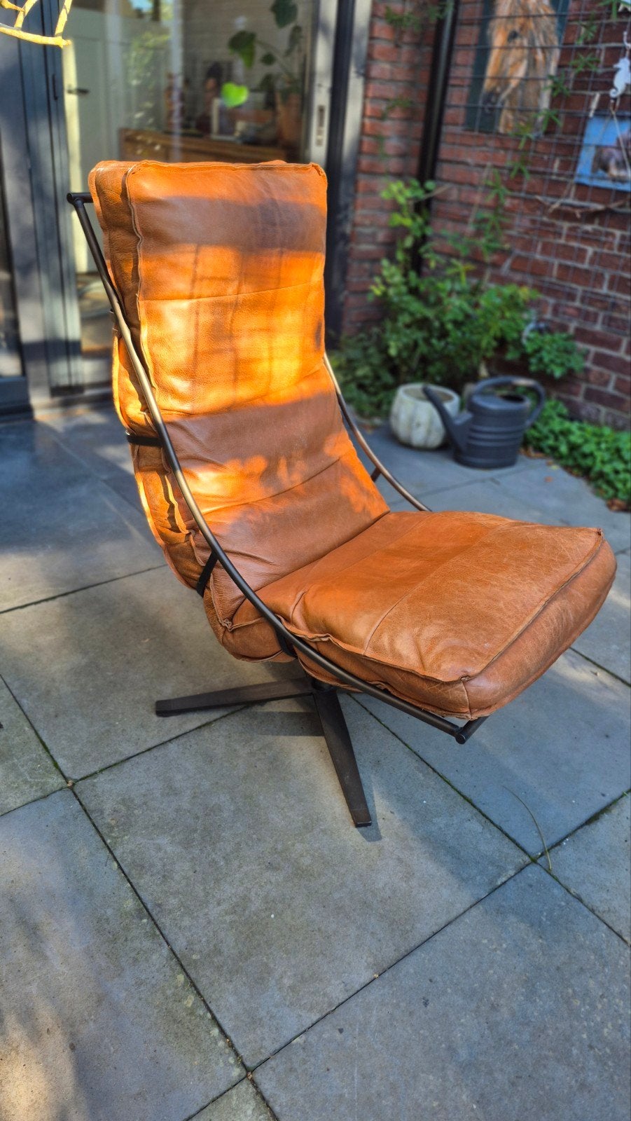 Leren draaifauteuil van Shabby, Huis en Inrichting, Ophalen, Gebruikt, Modern, Industrieel, 75 tot 100 cm