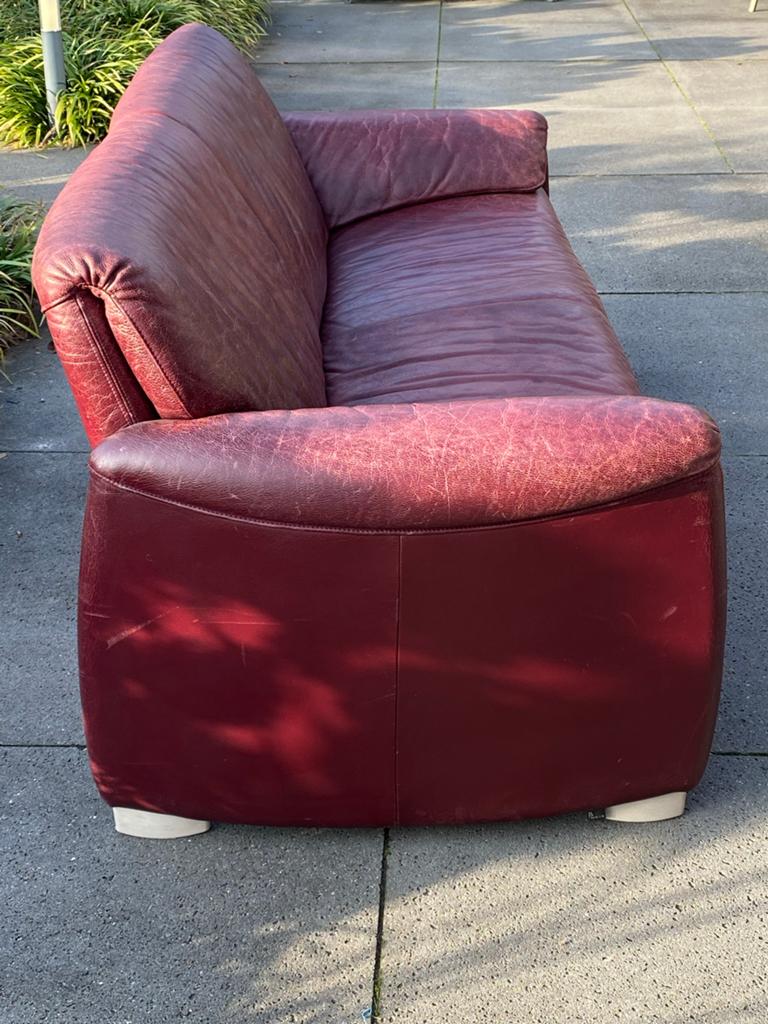 Leolux Design 2,5-zits bank - Bordeaux rood leer gratis, Ophalen, Gebruikt, Leer