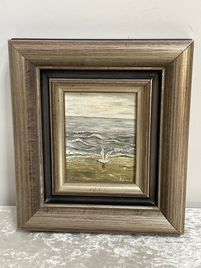 Decoratief klein schilderijtje zee, Antiek en Kunst, Ophalen of Verzenden