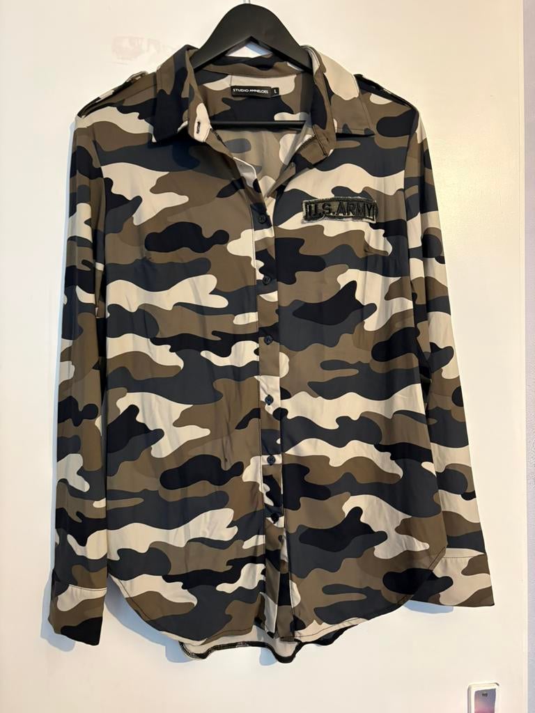 Studio Anneloes blouse, legerprint, maat L, Kleding | Dames, Ophalen of Verzenden, Zo goed als nieuw, Maat 42/44 (L)