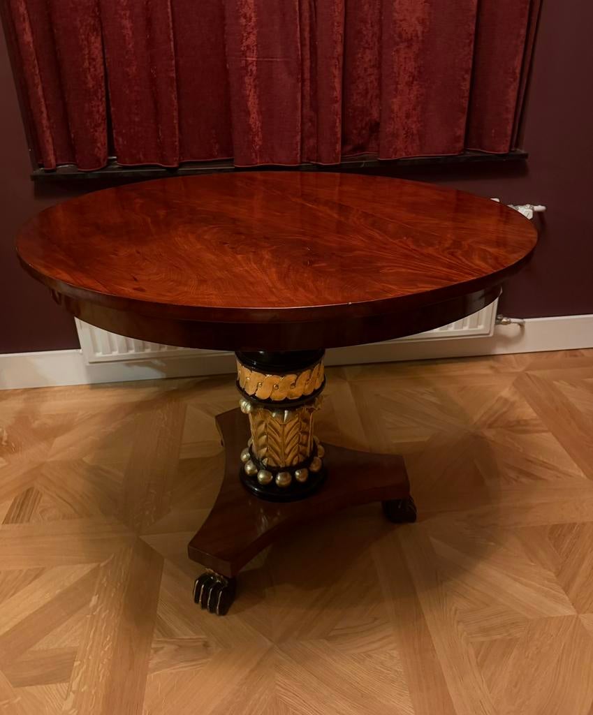 Antieke gueridon mahonie Empire salontafel ronde tafel, Ophalen
