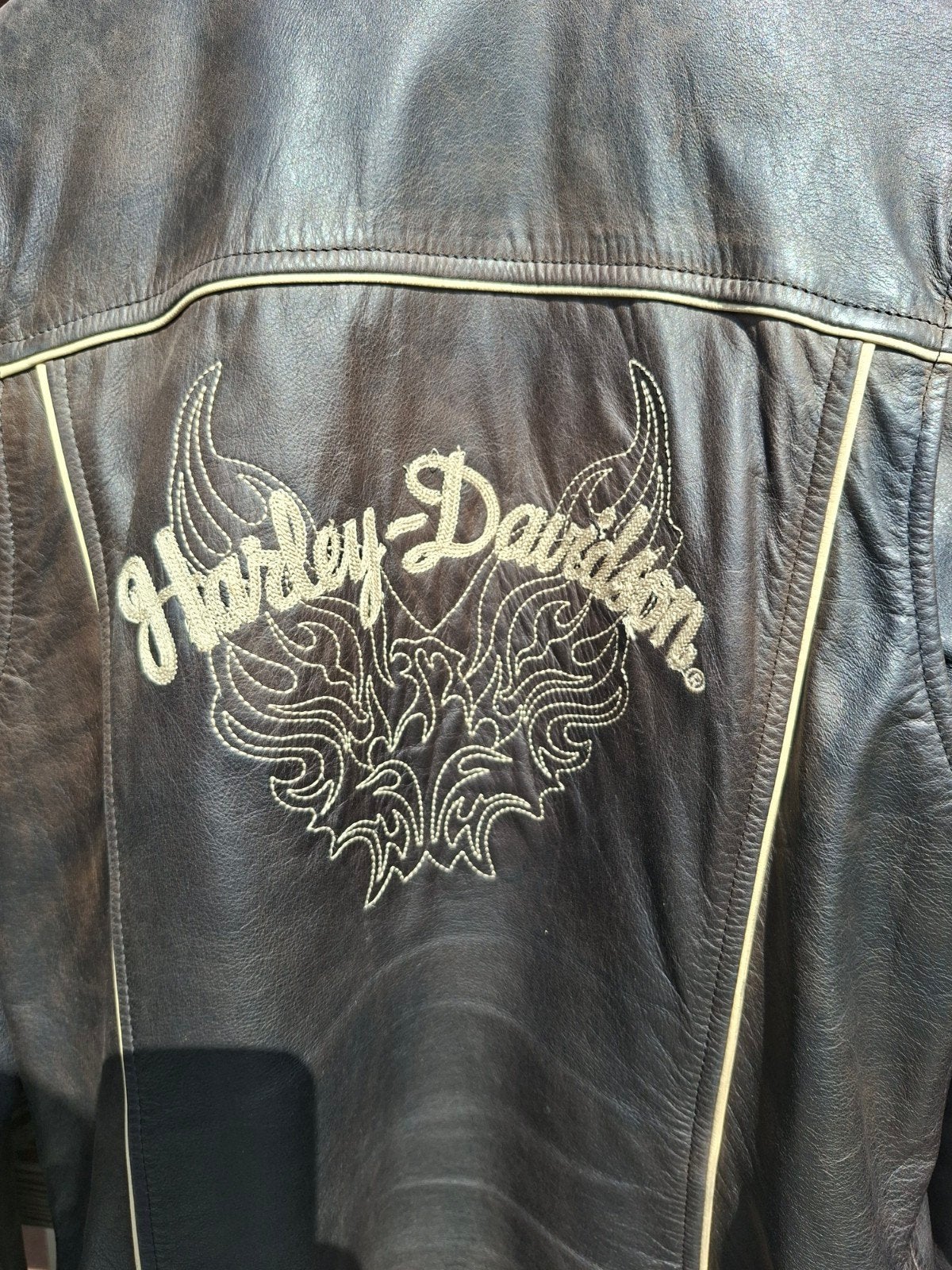 Harley-Davidson Leren Jas Maat M - Gedragen, Prima Staat, Bruin, Maat 48/50 (M), Ophalen of Verzenden, Gedragen