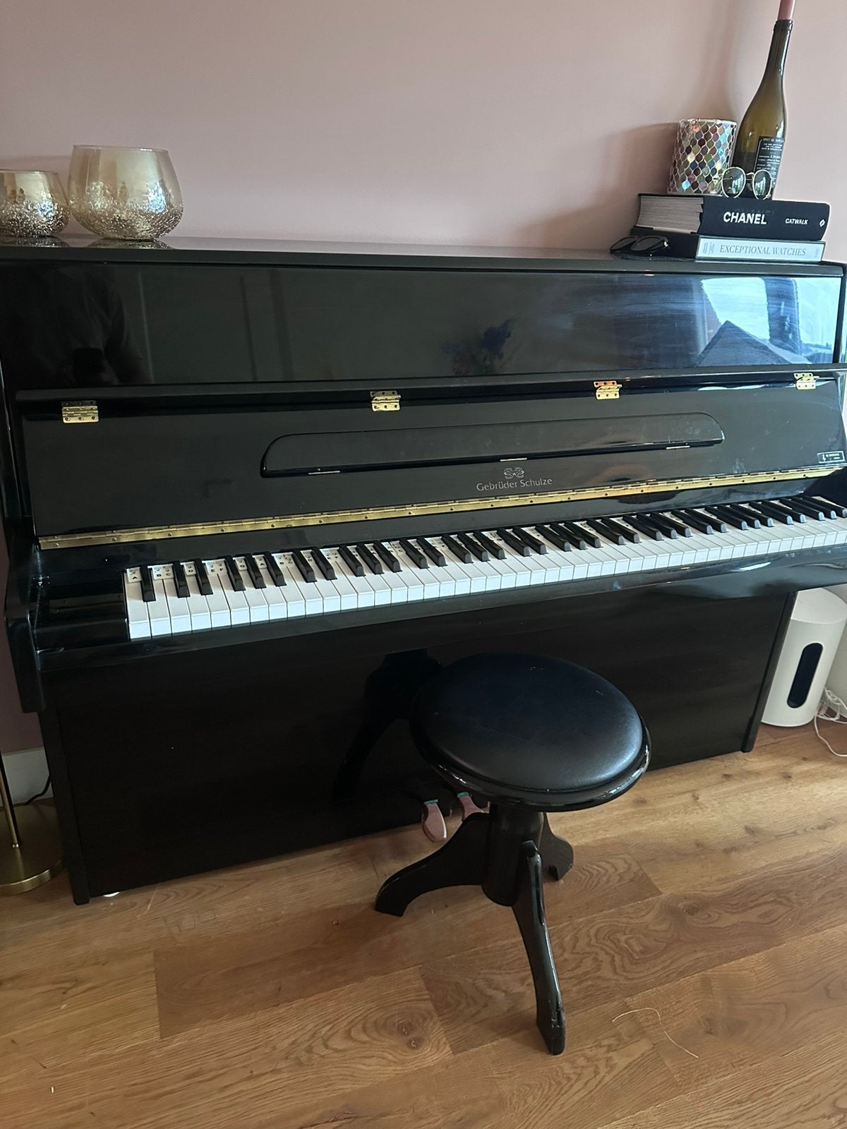 Prachtige Zwarte Gebrüder Schulze Piano - Hoogglans, Muziek en Instrumenten, Piano's, Ophalen, Gebruikt, Zwart, Piano