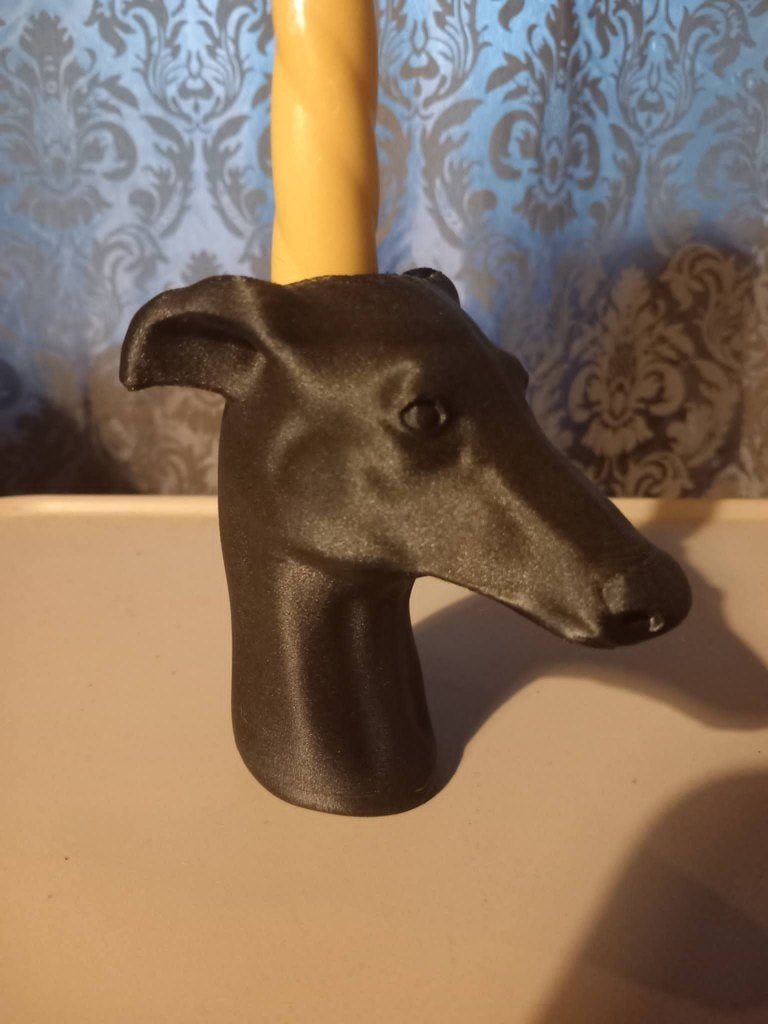 Zwarte kandelaar/vaasje Galgo/Greyhound, Kunststof, Verzenden, Nieuw, 11 cm