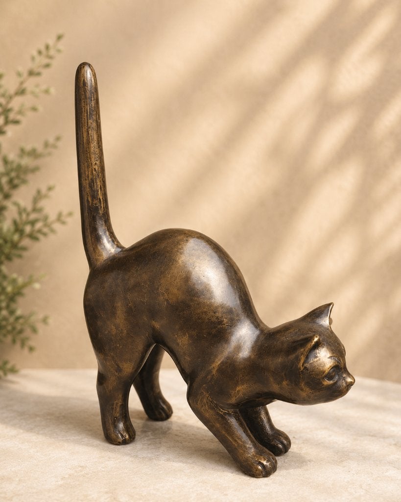 POES DIE SCHRIKT / bronzen dierenbeeld / KAT