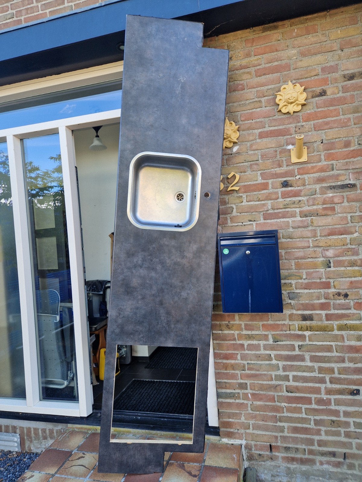 keukenblad met spoelbak -, Ophalen, Gebruikt, Enkelwandige keuken